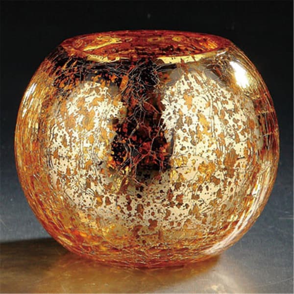 Diamond Star 4.5 x 6 in. Glass Vase, Gold - 57087