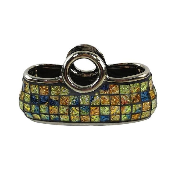 Dolce Mela Dolce Mela DMCV004 Purse Decorative Ceramic & Glass Flower Vase - 10.25 x 4.25 x 5 in. - DMCV004