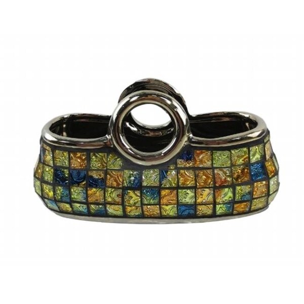 Dolce Mela Dolce Mela DMCV009 Purse Decorative Ceramic & Glass Flower Vase - 14.5 x 5.5 x 8.5 in. - DMCV009