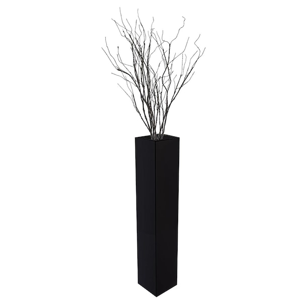Uniquewise Tall Rectangular Wooden Modern Floor Vase, Black 30 Inch - QI004183.S