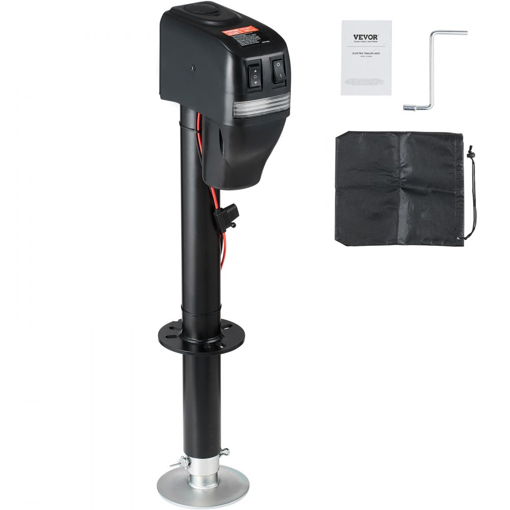 VEVOR Electric Trailer Jack, Power Tongue Jack Weight Capacity 4000 lbs, 9.84"-33.85" Electric Tongue Jack with Waterproof Cover for Lifting RV Trailer, Horse Trailer, Utility Trailer, Yacht Trailer - DDTCQJ4000LBSRJ5DV9