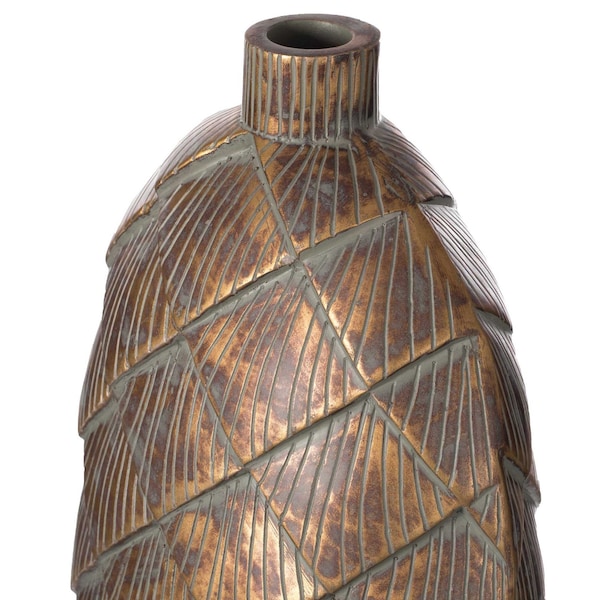 Uniquewise Tall Cylinder Antique Style Designed Floor Vase for Entryway Dining or Living Room, Ceramic Rustic - QI004036