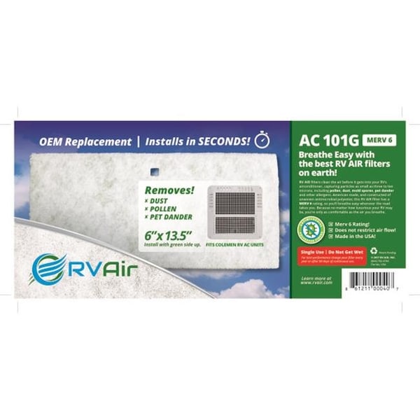 Rv Air RV Air AC101G 13.5 x 6 in. OEM Filter for Air Conditioner - RVR-AC101G