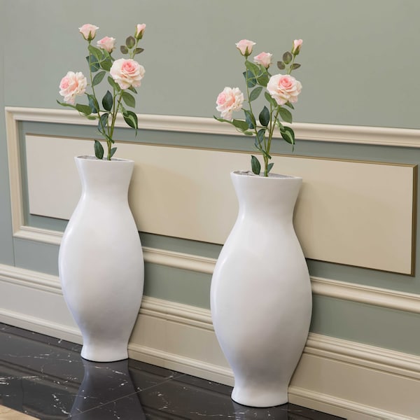 Uniquewise Decorative Split Vase Duo Floor Vase - White, PK 2 - QI003999.WT.2