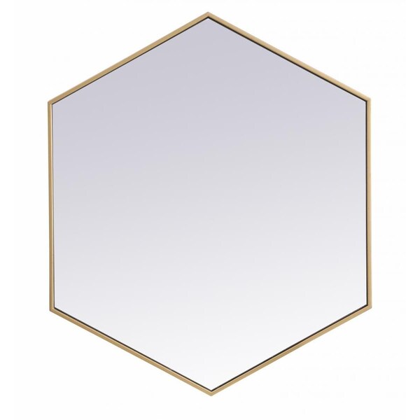 Blueprints 38 in. Metal Frame Hexagon Mirror in Brass - 37.125 x 31.25 x 0.16 in. - BL2571246