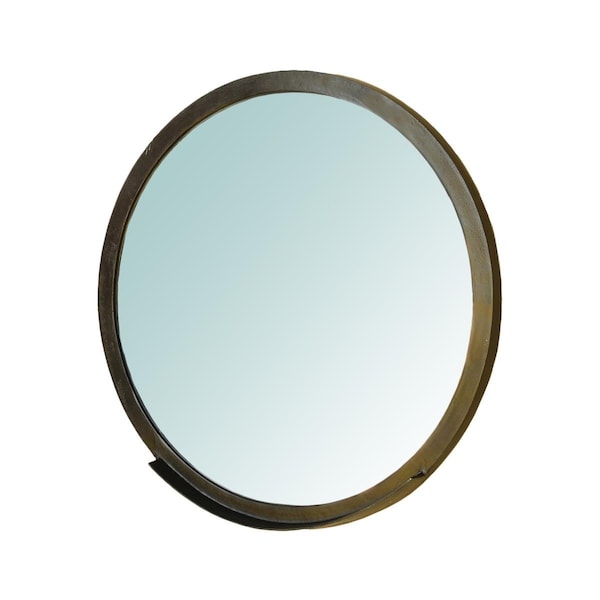 Homeroots 29.5 x 2.5 x 19 in. Gold Cast Aluminum Round Wall Mirror - 396668
