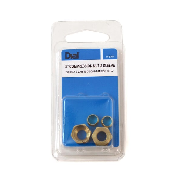 Dial Mfg Dial 1/4 in. H X 1/4 in. W Yellow Brass Compression Sleeve and Nut - 9311