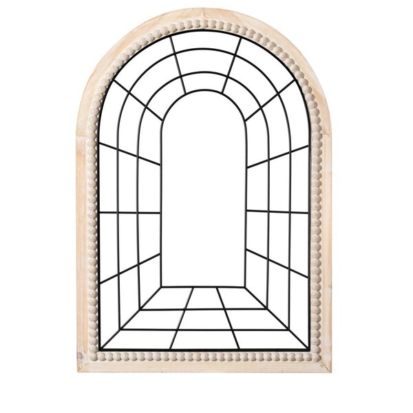 Uniquewise Set of 2 Arched Large 39.37 x 27.56 in Window Metal Mirror, Windowpane Shaped Decoration - QI004670.2