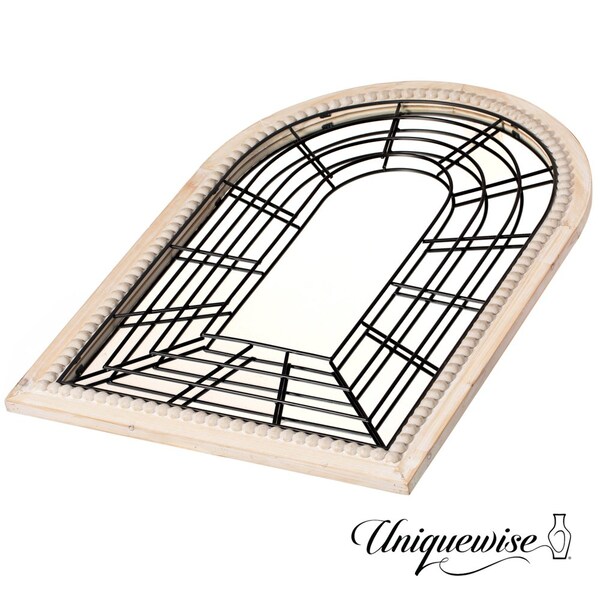Uniquewise Set of 2 Arched Large 39.37 x 27.56 in Window Metal Mirror, Windowpane Shaped Decoration - QI004670.2