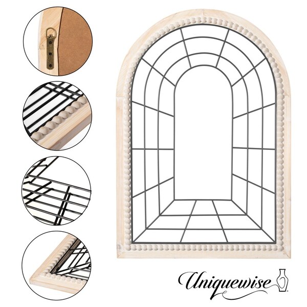 Uniquewise Set of 2 Arched Large 39.37 x 27.56 in Window Metal Mirror, Windowpane Shaped Decoration - QI004670.2