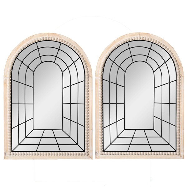 Uniquewise Set of 2 Arched Large 39.37 x 27.56 in Window Metal Mirror, Windowpane Shaped Decoration - QI004670.2