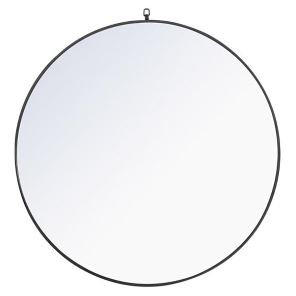 Doba-Bnt 48 in. Eternity Metal Frame Round Mirror with Decorative Hook, Black - SA2222636