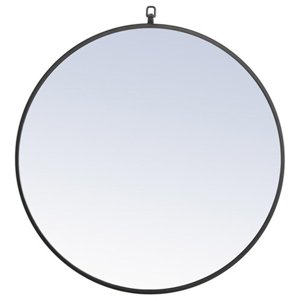 Doba-Bnt 28 in. Eternity Metal Frame Round Mirror with Decorative Hook, Black - SA2945028
