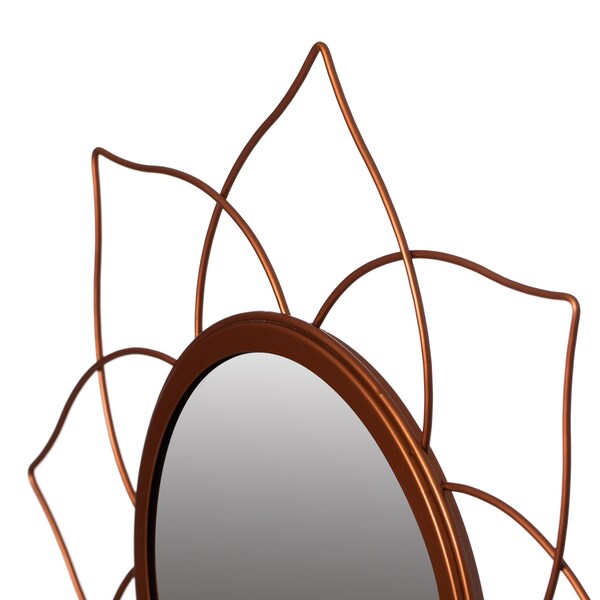 Uniquewise Pack of 2 Decorative 12.25-inch Flower Shape Rose Gold Metal Frame Mirror - Perfect for Living - QI004581.2
