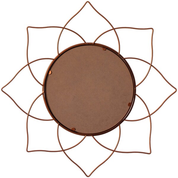 Uniquewise Pack of 2 Decorative 12.25-inch Flower Shape Rose Gold Metal Frame Mirror - Perfect for Living - QI004581.2