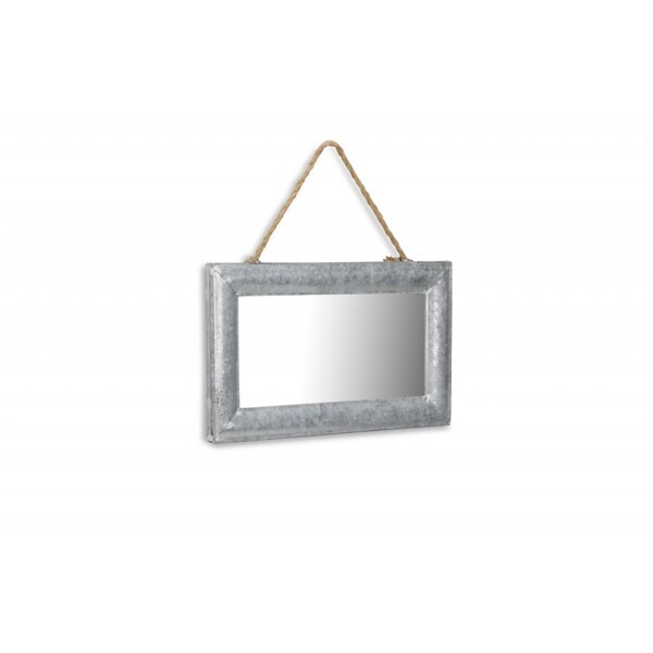 Gfancy Fixtures 8.5 x 13.5 x 0.5 in. Galvanized Silver Metal Hanging Mirror - GF3093231