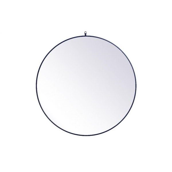 Elegant Decor 45 in. Metal Frame Round Mirror with Decorative Hook, Blue - MR4745BL