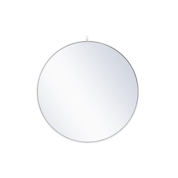 Elegant Decor 42 in. Metal Frame Round Mirror with Decorative Hook, White - MR4064WH