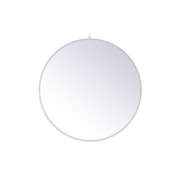Elegant Decor 39 in. Metal Frame Round Mirror with Decorative Hook, White - MR4739WH