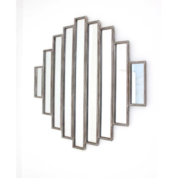 Homeroots 36 x 36 x 2 in. Rustic Multi Mirrored Wall Sculpture, Silver - 274588