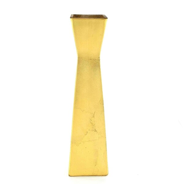Red Pomegranate Collection 12 in. Gilt Glass Square Vase, Gold - 1155-1