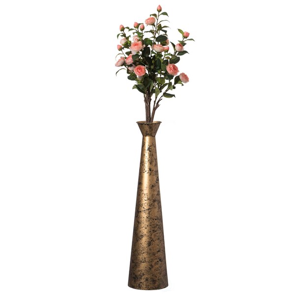 Uniquewise Brushed Paint Unique Straight Design Metal Floor Vase for Entryway, Living or Dining Room, Set of 3 - QI004445.3