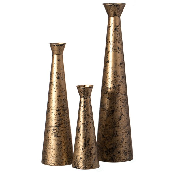 Uniquewise Brushed Paint Unique Straight Design Metal Floor Vase for Entryway, Living or Dining Room, Set of 3 - QI004445.3