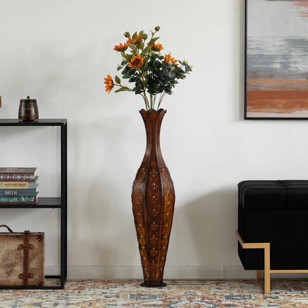 Uniquewise Metal Floor Vase Centerpiece Home Decoration for Dried Flower and Artificial Floral Arrangements - QI004521