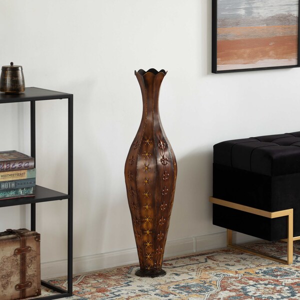 Uniquewise Metal Floor Vase Centerpiece Home Decoration for Dried Flower and Artificial Floral Arrangements - QI004521