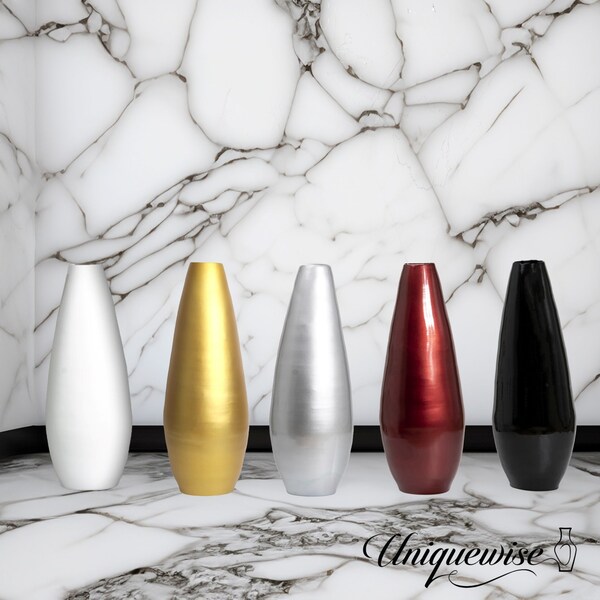 Uniquewise 31.5" Spun Bamboo Modern Metallic Tall Floor Vase, Red - QI003354RD.L