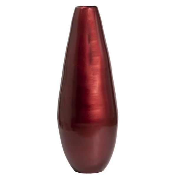 Uniquewise 31.5" Spun Bamboo Modern Metallic Tall Floor Vase, Red - QI003354RD.L