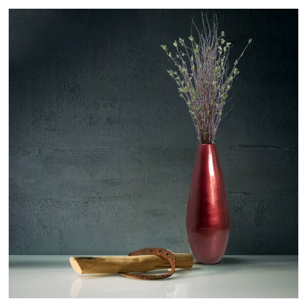 Uniquewise 31.5" Spun Bamboo Modern Metallic Tall Floor Vase, Red - QI003354RD.L