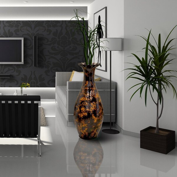 Uniquewise Traditional Brown Trumpet Shaped Floor Vase, 36 Tall - QI003300L