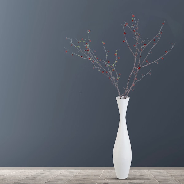 Uniquewise Decorative Contemporary Bamboo Floor Flower Vase for Living Room, Entryway or Dining, 43 Inch White - QI004207.L.WT
