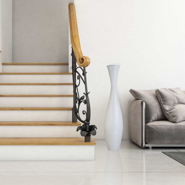 Uniquewise Decorative Contemporary Bamboo Floor Flower Vase for Living Room, Entryway or Dining, 43 Inch White - QI004207.L.WT