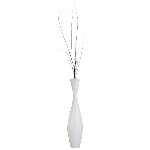 Uniquewise Decorative Contemporary Bamboo Floor Flower Vase for Living Room, Entryway or Dining, 43 Inch White - QI004207.L.WT