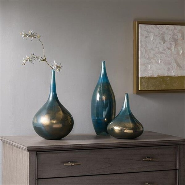 Madison Park Signature Madison Park MPS162-248 Aurora Handmade Rainbow Glass Vase- Set Of 3 - MPS162-248