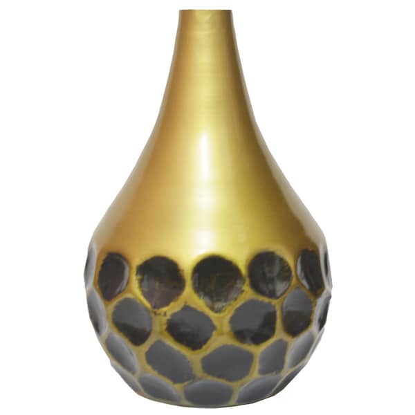 Uniquewise Teardrop Shape Table Flower Vase with Black Honeycomb Design for Dining Table, Living Room - QI004249