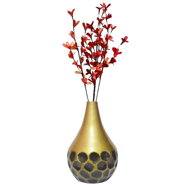 Uniquewise Teardrop Shape Table Flower Vase with Black Honeycomb Design for Dining Table, Living Room - QI004249