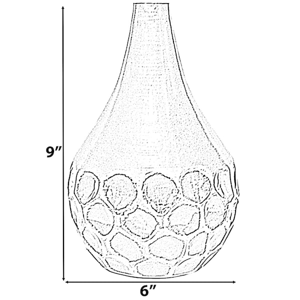 Uniquewise Teardrop Shape Table Flower Vase with Black Honeycomb Design for Dining Table, Living Room - QI004249