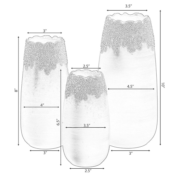 Uniquewise Contemporary Black Table Vase with Dripping Crystal Look and Scalloped Opening Design, PK 3 - QI004358.3