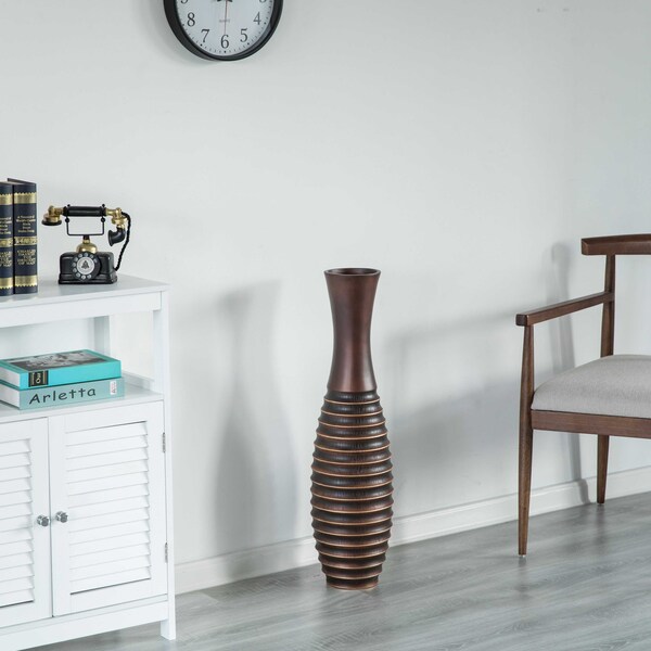 Uniquewise Decorative Conemporary Tall Trumpet Shape Floor Vase, Brown 30 Inch - QI004191.S