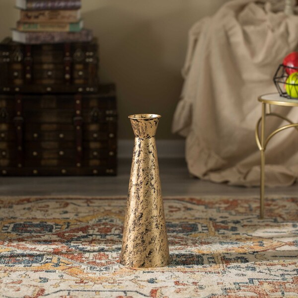 Uniquewise Brushed Paint Unique Straight Design Metal Floor Vase for Entryway, Living or Dining Room, Small - QI004445.S