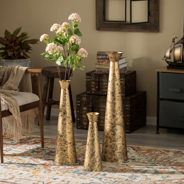 Uniquewise Brushed Paint Unique Straight Design Metal Floor Vase for Entryway, Living or Dining Room, Small - QI004445.S