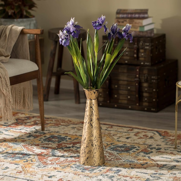 Uniquewise Brushed Paint Unique Straight Design Metal Floor Vase for Entryway, Living or Dining Room, Small - QI004445.S