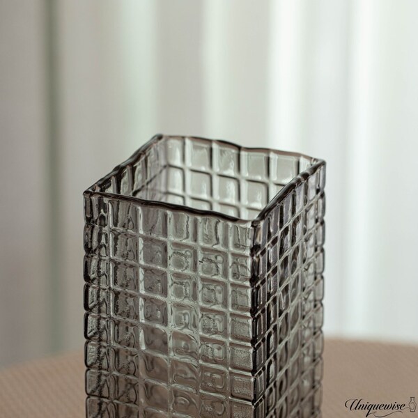 Uniquewise Set of 10 and 12-Inch Square Frosted Gray Glass Table Vases - A Timeless Centerpiece for - QI004738.GY.2