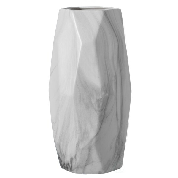 Uniquewise Contemporary Ceramic Marble Look Design Table Vase Geometric Flower Holder Decor, 9 Inch - QI004360.L