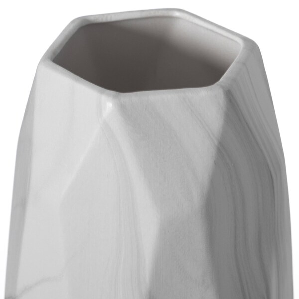 Uniquewise Contemporary Ceramic Marble Look Design Table Vase Geometric Flower Holder Decor, 9 Inch - QI004360.L
