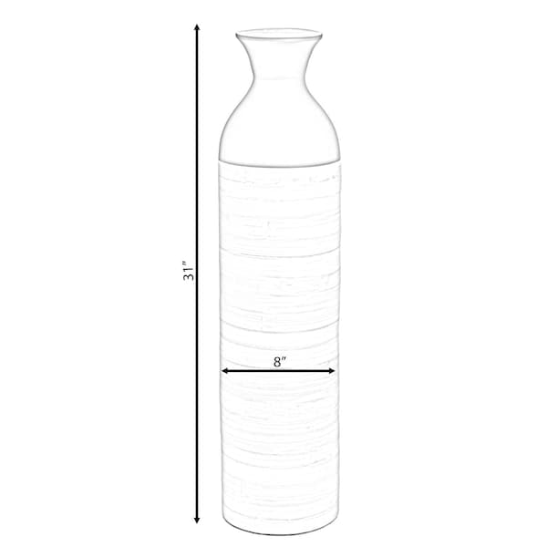 Uniquewise Cylinder Shaped Tall Spun Bamboo Floor Vase Glossy Black Lacquer and Natural Bamboo Finish, Large - QI003455BKN.L