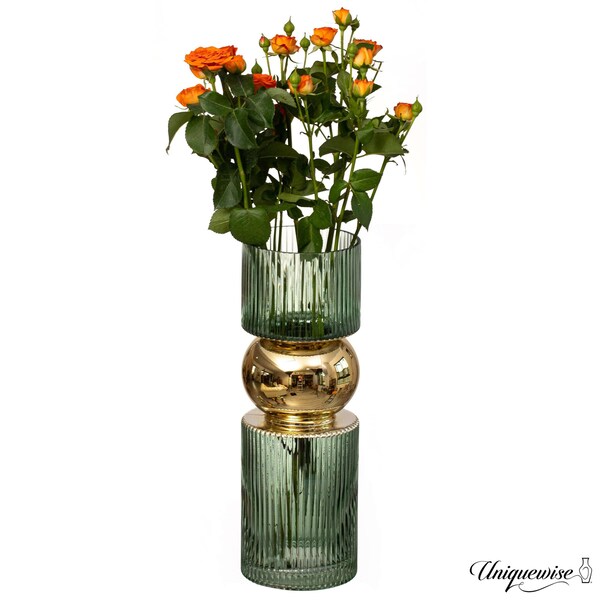 Uniquewise 14-Inch Decorative Green Tall Glass Vase - Modern Minimalist Decor for Parties, and Special - QI004735.GN.L